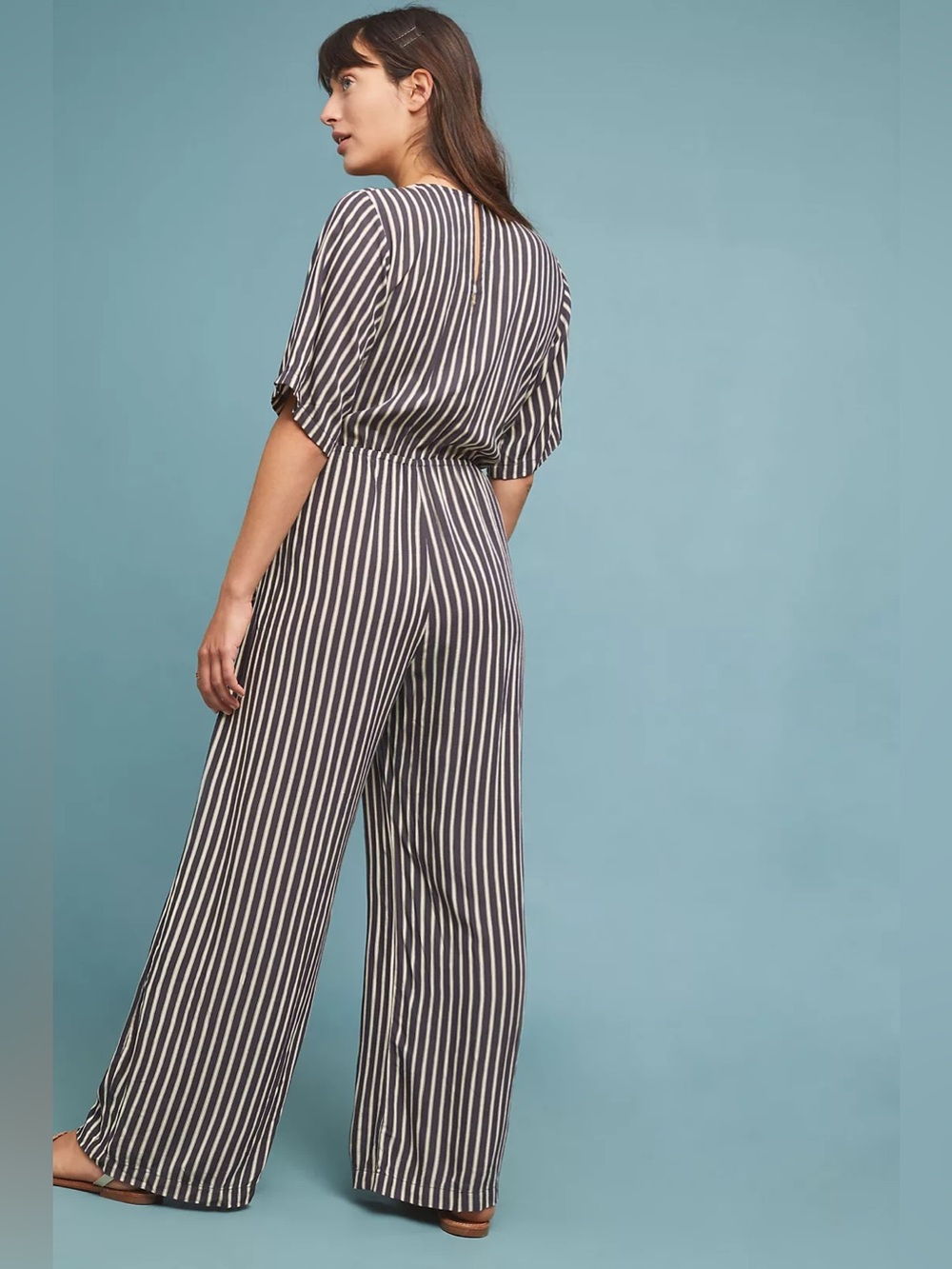 Anthropologie BEACHGOLD Wrap Wide-Leg Jumpsuit - Black & White XS - Picture 2 of 6